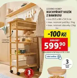 Lidl LIVARNO HOME Kuchyňský vozík z bambusu nabídka