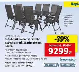 Lidl LIVARNO HOME Sada hliníkového zahradního nábytku s rozkládacím stolem, 9dílná nabídka
