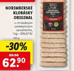 Lidl NORIMBERSKÉ KLOBÁSKY ORIGINAL nabídka
