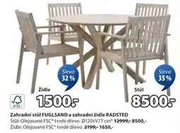 JYSK Zahradní stůl FUGLSAND a zahradní židle RADSTED nabídka