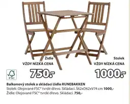 JYSK Balkonový stolek a skládací židle RUNEBAKKEN nabídka