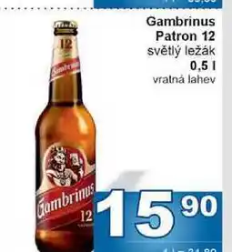 Jip Gambrinus Patron 12 světlý ležák 0,5l nabídka