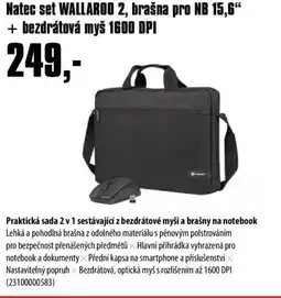 COMFOR Natec set WALLAROO 2, brašna pro NB 15,6" + bezdrátová myš 1600 DPI nabídka
