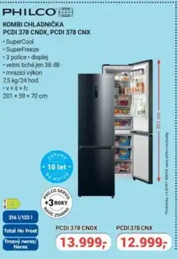 Planeo Elektro PHILCO Kombi chladnička PCDI 378 CNDX, PCDI 378 CNX nabídka