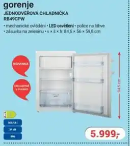 Planeo Elektro GORENJE Jednodvěřová chladnička RB49CPW nabídka