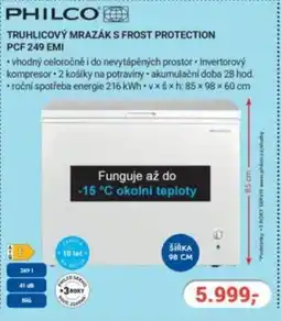 Planeo Elektro PHILCO Truhlicový mrazáks frost protection PCF 249 EMI nabídka