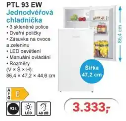 Planeo Elektro PTL 93 EW Jednodvéřová chladnička nabídka