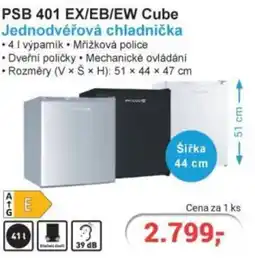 Planeo Elektro PSB 401 EX/EB/EW Cube Jednodvéřová chladnička nabídka