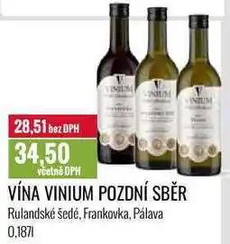 Ratio VÍNA VINIUM POZDNÍ SBĚR 0,187l nabídka