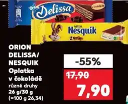 Kaufland ORION Delissa/ Nesquik Oplatka v čokoládě nabídka