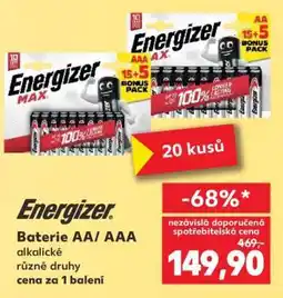 Kaufland Energizer Baterie AA/ AAA nabídka