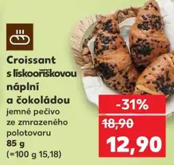 Kaufland Croissant s lískovoříškovou náplní a čokoládou nabídka