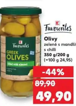 Kaufland Olivy zelené s mandlí/ s chilli nabídka