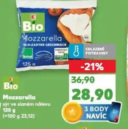 Kaufland Mozzarella sýr ve slaném nálevu nabídka
