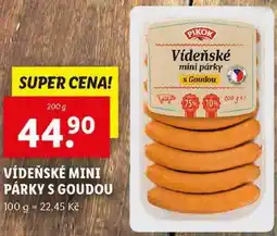 Lidl VÍDEŇSKÉ MINI PÁRKY S GOUDOU, 200 g nabídka