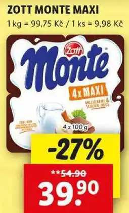 Lidl ZOTT MONTE MAXI, 4x 100 g nabídka