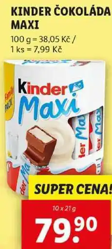 Lidl KINDER ČOKOLÁDA MAXI, 10x 21 g nabídka