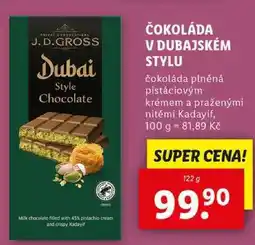 Lidl ČOKOLÁDA V DUBAJSKÉM STYLU, 122 g nabídka