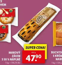 Lidl MAKOVÝ ZÁVIN S 50 % NÁPLNĚ, 400 g nabídka
