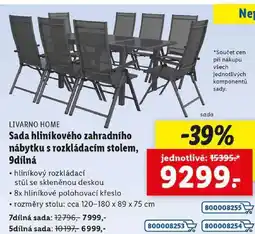 Lidl Sada hliníkového zahradního nábytku s rozkládacím stolem, 9dílná nabídka