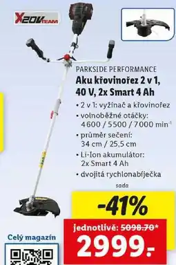 Lidl Aku křovinořez 2 v 1, 40 V, 2x Smart 4 Ah nabídka