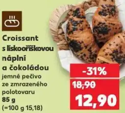 Kaufland Croissant s liskooříškovou náplní a čokoládou nabídka