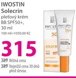 Hebe IWOSTIN Solecrin pleťový krém BB SPF50+, 30 ml nabídka
