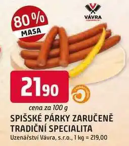 Trefa SPIŠSKÉ PÁRKY 100 g nabídka