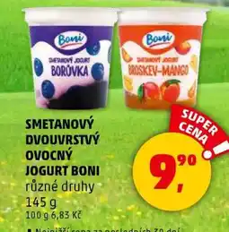 Penny Market SMETANOVÝ DVOUVRSTVÝ OVOCNÝ JOGURT BONI nabídka