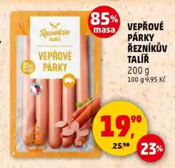 Penny Market VEPŘOVÉ PÁRKY ŘEZNÍKŮV TALÍŘ nabídka