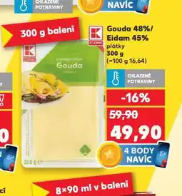 Kaufland Gouda 48%, eidam 45% plátky nabídka