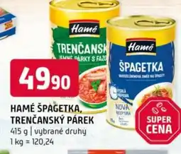 Terno Hamé špagetka, trenčanský párek nabídka