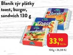 MP Krásno Blaník sýr plátky toast, burger, sandwich nabídka
