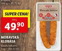 Lidl MORAVSKÁ KLOBÁSA, 350 g nabídka