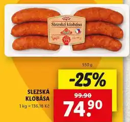 Lidl SLEZSKÁ KLOBÁSA, 550 g nabídka