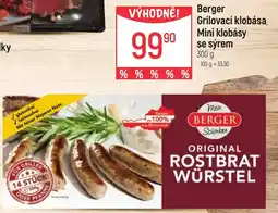 Globus Berger Grilovací klobása, Mini klobásy se sýrem nabídka