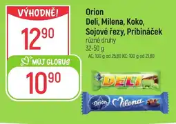 Globus ORION Deli, Milena, Koko, Sojové řezy, Pribináček nabídka