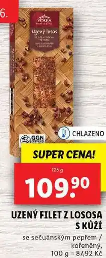 Lidl UZENÝ FILET Z LOSOSA S KŮŽÍ, 125 g nabídka