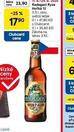 Tesco Pivo radegast ryze hořká 12 nabídka