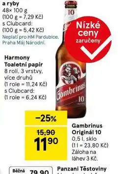 Tesco Pivo gambrinus originál 10 nabídka