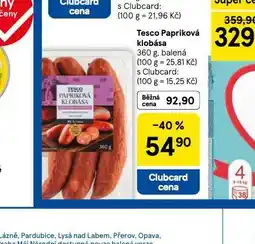 Tesco Papriková klobása nabídka