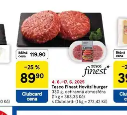Tesco Hovězí burger nabídka