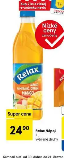 Tesco Relax nápoj nabídka