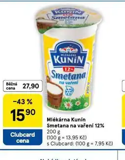 Tesco Kunín smetan na vaření 12% nabídka