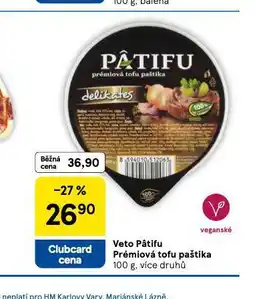 Tesco Veto patifu prémium tofu paštika nabídka