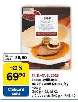 Tesco Svíčková na smetaně s knedlíky nabídka