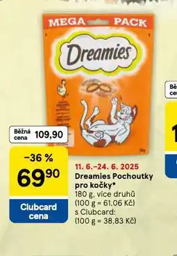 Tesco Dreamies pochoutky pro kočky nabídka