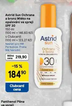 Tesco Astrud sun mléko ma opalování nabídka