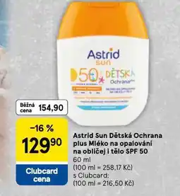 Tesco Astrid sun mléko na opalování nabídka