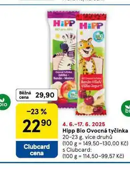 Tesco Hipp bio ovocná tyčinka nabídka
